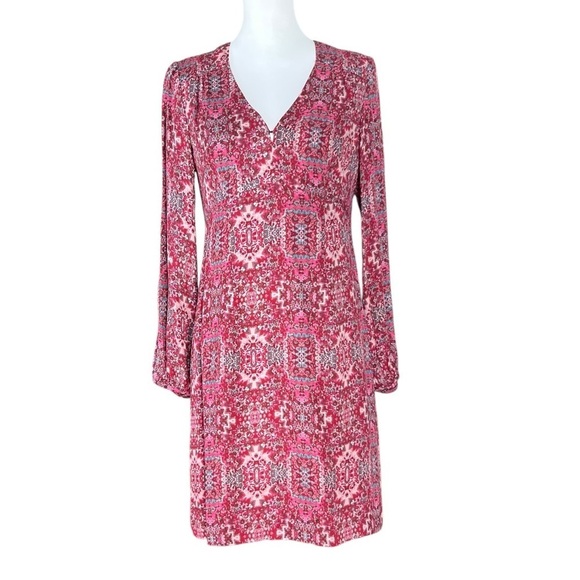 Silk Nanette Lepore Pink Patterned Dress Size 6 - Picture 4 of 10